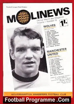 Wolves Wolverhampton v Manchester United 1969 - football programme