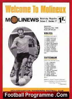 Wolves Wolverhampton v Tottenham 1970
