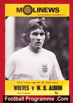 Wolves Wolverhampton v WBA 1973 - football programme