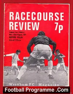 Wrexham v Aston Villa 1971 - football programme