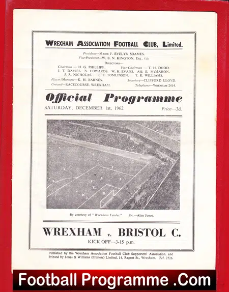 Wrexham v Bristol City 1962