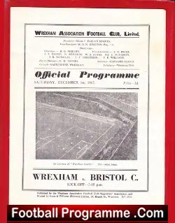 Wrexham v Bristol City 1962 - football programme
