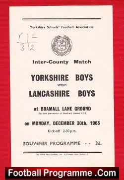 Yorkshire Boys v Lancashire Boys 1963 – Schoolboys at Sheffield