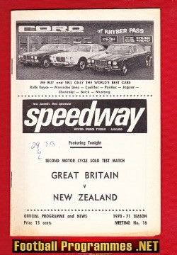 New Zealand Speedway Programme 1970 – Great Britain
