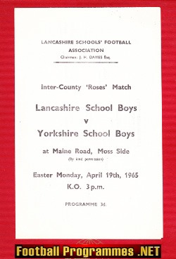 Lancashire Boys v Yorkshire Boys 1965 – at Man City – Schoolboys