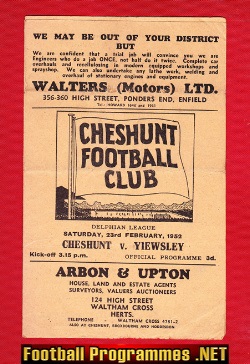Cheshunt v Yiewsley 1952 – Delphian League