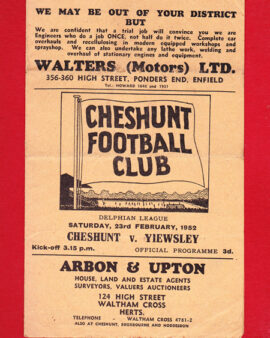 Cheshunt v Yiewsley 1952 – Delphian League