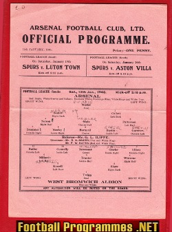 Arsenal v WBA 1946 – 1940s Football Programme