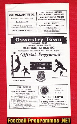 Oswestry Town v Oldham Athletic 1971 – Cheshire League