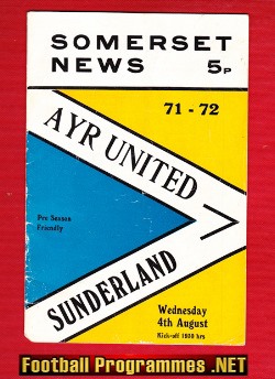 Ayr United v Sunderland 1971 – Pre Season Friendly Match