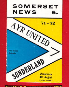 Ayr United v Sunderland 1971 – Pre Season Friendly Match