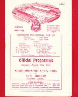 Chelmsford City v Royal Navy Depot 1947 – Reserves Match