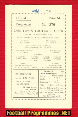 Diss Town v Royal Navy 1951 – Benefit Match East Anglia