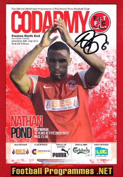 Nathan Pond Testimonial Benefit Match Fleetwood Town 2013 Signed