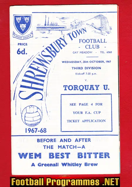 Shrewsbury Town v Torquay United 1967
