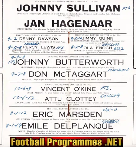 Boxing - Johnny Sullivan v Jan Hagenaar 1954 - Manchester