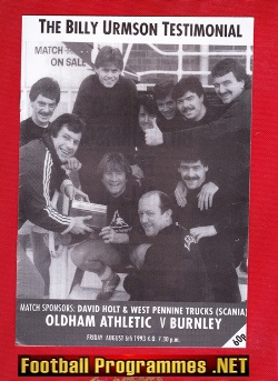 Billy Urmston Testimonial Benefit Match Oldham Athletic SIGNED
