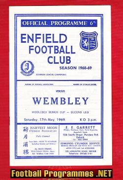 Enfield v Wembley 1969 – Middlesex Senior Cup Final