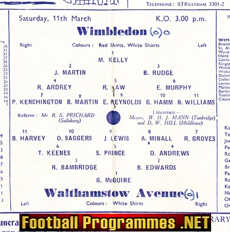 Wimbledon v Walthamstow Avenue 1961 - Amateur Cup