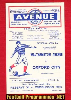 Walthamstow Avenue v Oxford City 1954