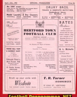 Hertford Town v Woodford Town 1952