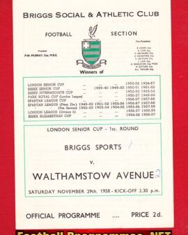 Briggs Social Athletic v Walthamstow Avenue 1958