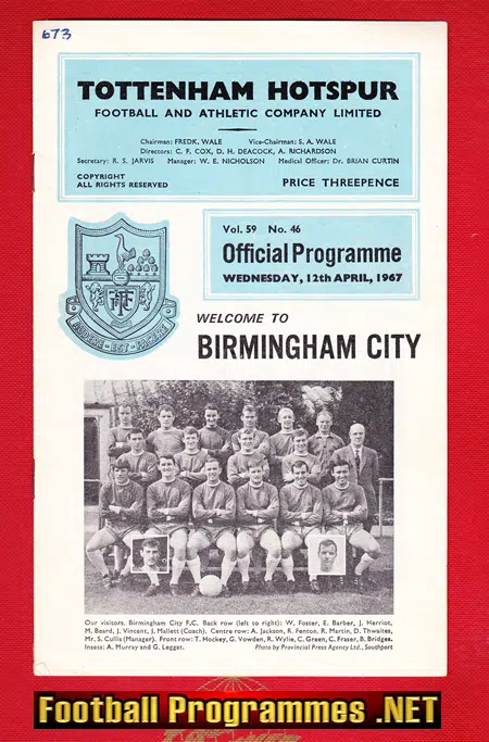 Tottenham Hotspur v Birmingham City 1967