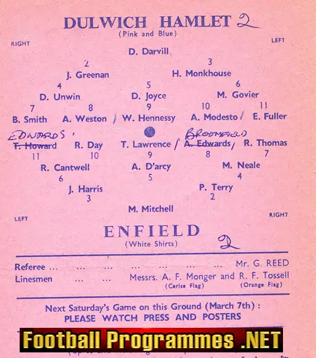Dulwich Hamlet v Enfield 1964