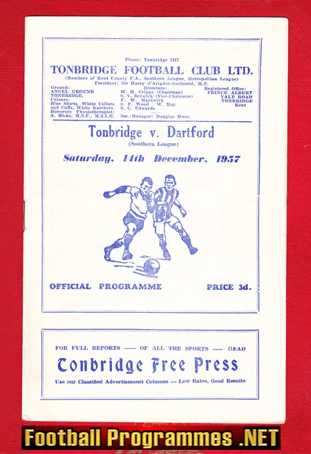 Tonbridge v Dartford 1957