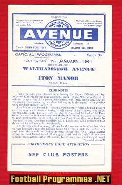 Walthamstow Avenue v Eton Manor 1961