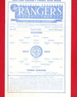 Glasgow Rangers v Third Lanark 1962