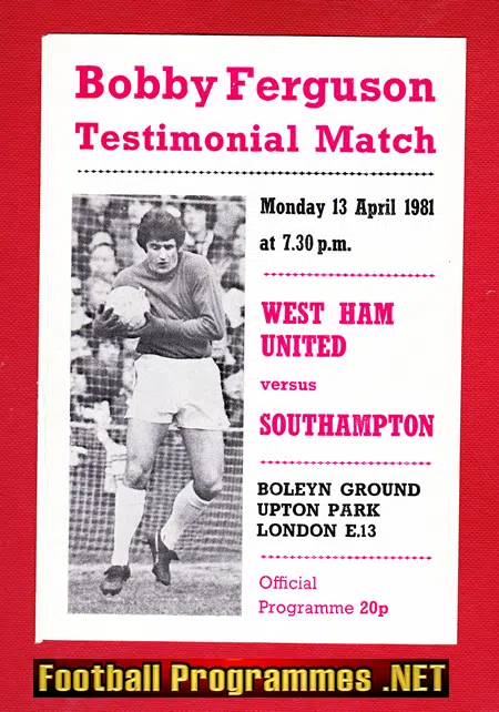 Bobby Ferguson Testimonial Benefit Match West Ham United 1981