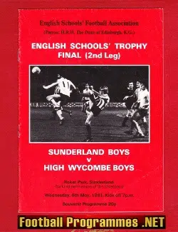 Sunderland v High Wycombe 1981 - Schoolboys Trophy Cup Final