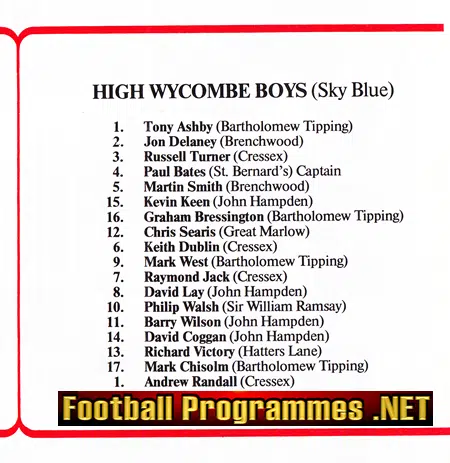 Sunderland v High Wycombe 1981 - Schoolboys Trophy Cup Final