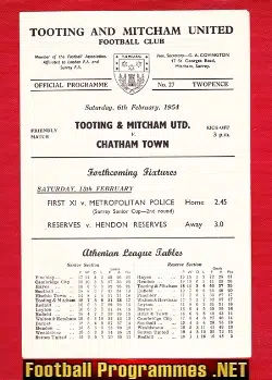 Tooting Mitcham v Chatham Town 1954 – Friendly Match