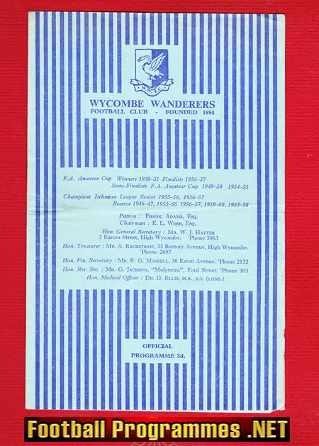 Wycombe Wanderers v Dulwich Hamlet 1964