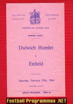 Dulwich Hamlet v Enfield 1964 - Isthmian League