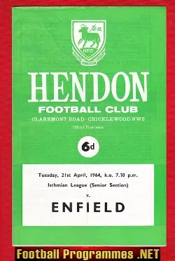 Hendon v Enfield 1964 - Isthmian League