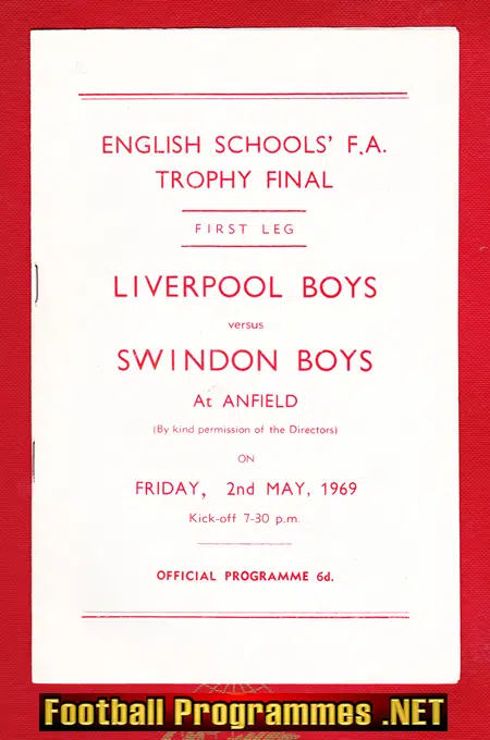 Liverpool Boys v Swindon Boys 1969 – Schoolboys Trophy Cup Final