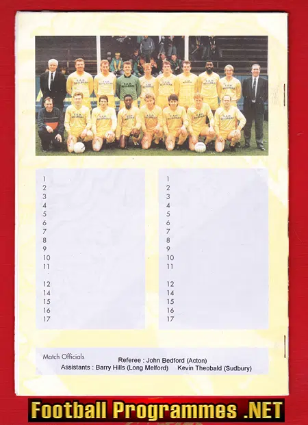 Carl Cook Testimonial Benefit Match Sudbury Town 1999 - SIGNED