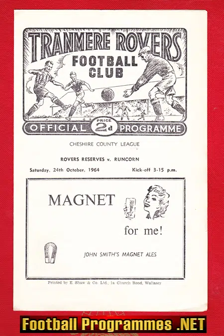 Tranmere Rovers v Runcorn 1964 - Resreves Match