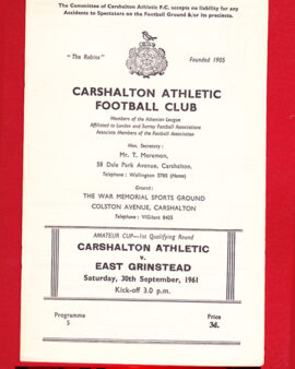 Carshalton Athletic v East Grinstead 1961 – Amateur Cup