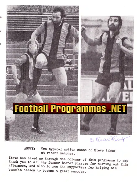 Steve Oliver Testimonial Benefit Match Barnet 1980 - Signed