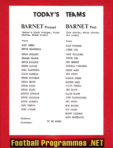 Steve Oliver Testimonial Benefit Match Barnet 1980 - Signed