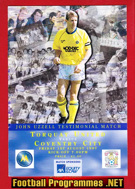John Uzzell Testimonial Benefit Match Torquay United 1997 Signed