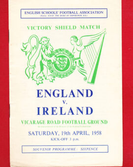 England v Northern Ireland 1958 – Schoolboys Vicarage Rd Watford