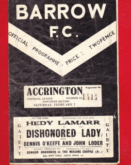 Barrow v Accrington Stanley 1948 – 1940s Football Programme