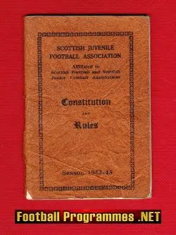 Scottish Football Association Boys Rule Book 1942 – 1943