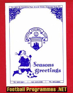 Greenock Morton Official Christmas Card Signed Autographed