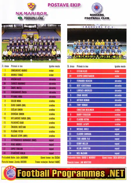 NK Maribor v Glasgow Rangers 2001 - Slovenia